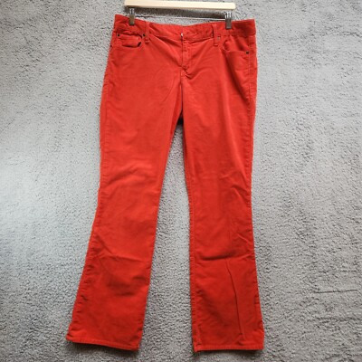Gap 1969 Corduroy Pants Women's 33/16r Orange Cotton Skinny Bootcut Mid Rise-image