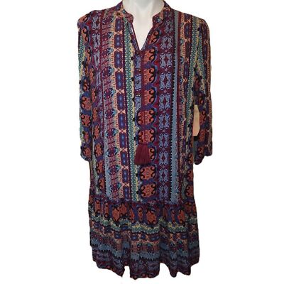 New Klozlyne dress Women's medium boho mid-length multicolor tassels Bohemian-image