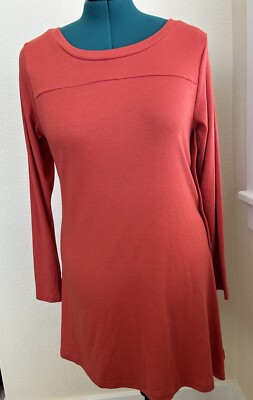 iGenjun Orange Tunic Long Sleeve Dress Orange  Size Large Long Sleeve Stretchy-image