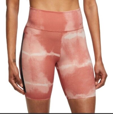 Nike One Luxe Mid-Rise Training Shorts DO7814-827 Orange Size XS A-31-image