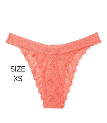 Victoria's Secret Brazilian Panties Crochet Lace In Orange Size XS NWT-image
