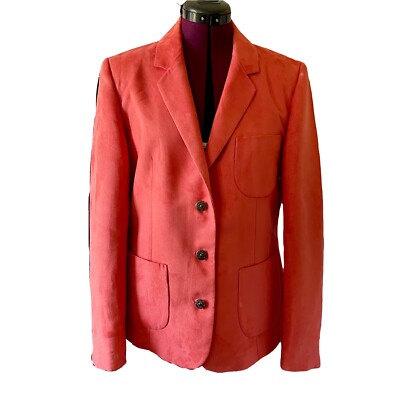 Pierre Cardin Coral Orange Suede Blazer -Sz 12-image