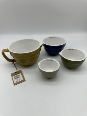 Creative Co-Op Batter Bowl Shaped Measuring Cups in Set of 4 Sizes Colors-image