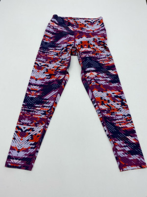 Aerie Womens Cropped Leggings Pants Blue Orange Chevron Mid Rise Elastic Waist M-image