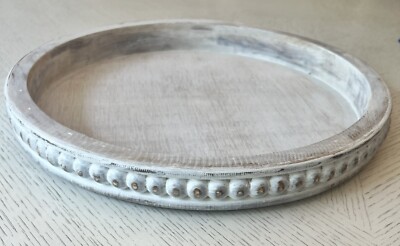 Creative Co-Op White Round Decorative Wood Tray-image