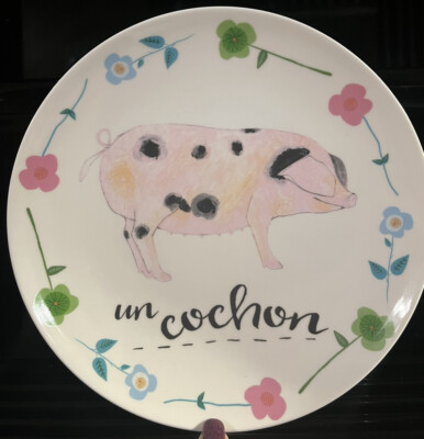 New Pig Plate With Un Cochon On It Fast Shipping-image