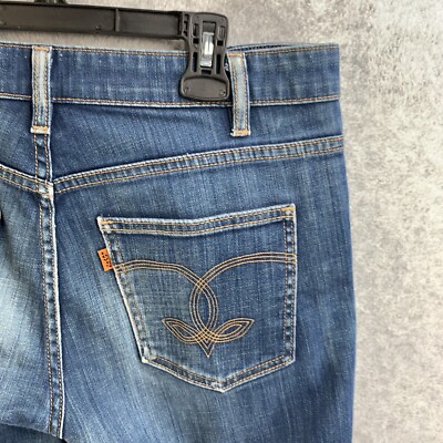 Levis Orange Tab Blue Jeans Women 31x30 Boot Flare Leg Stretch Dark Wash Mid Ris-image