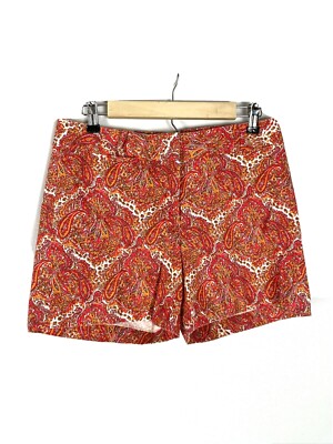 Talbots Orange Red Paisley Shorts, Size 6-image