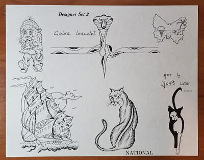 ORIGINAL Joss Lyon France Traditional Vintage 1981 National Tattoo Flash Sheet 2-image