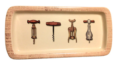 Dolomite Off-White Ceramic Plate/Tray w/Corkscrew Image By Creative Co-op NWT-image