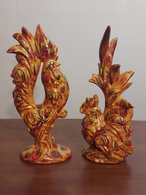 Mid Century ROOSTER & HEN Brown Orange Grandma's Kitchen Ceramic 12