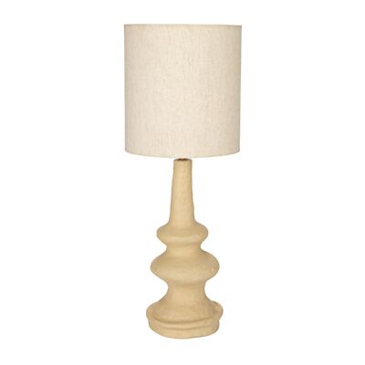 Creative Co-Op Handmade Paper Mache Table Lamp with Cotton Shade, Natural-image