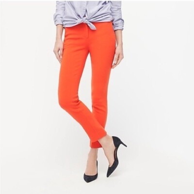 J. Crew Cameron Mid-Rise Straight Crepe Trouser Ankle Pant Career Orange 14-image