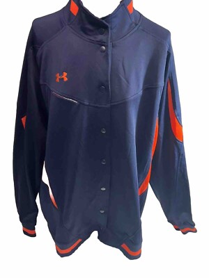 Under Armour Undeniable Mens Large Button Up Track Jacket Blue & Orange-image