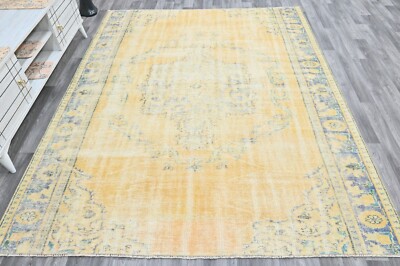 Vintage Turkish Oushak Rug, Orange 6x8 ft, Handmade Wool, Bohemian Anatolian-image
