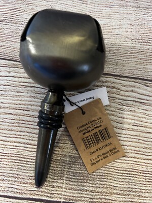 Creative Co-Op Wine Bottle Stopper Metal Jingle Bell Christmas 5.5x2.5” India-image