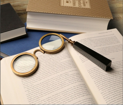 Brass Handheld Magnifier, Creative Co-op Lorgnette Magnifying Glasses - Old Fash-image