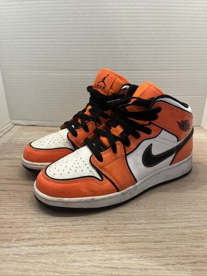 Nike Shoes Boys 5.5Y W7 Air Jordan 1 BQ6931-802 Orange White Basketball Sneakers-image