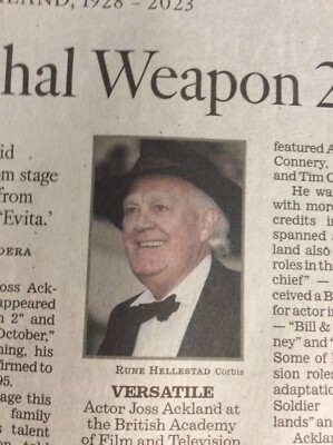 OBITUARY JOSS ACKLAND 1928 - 2023 BRITISH ACTOR BILL + TED EVITA-image