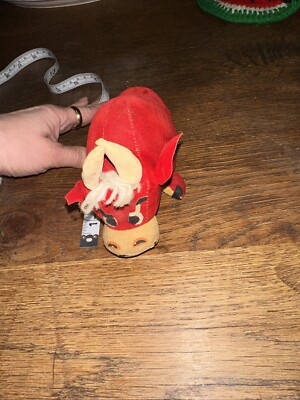 Vintage Mid Century Dakin Dream Pets RED Orange BULL Japan 60’s Pin Cushion Toy-image
