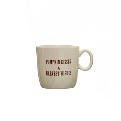Creative Co-op Stoneware Pumpkin Kisses Mug Novelty Mug-image