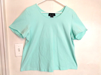 Denim & Co Womens Blouse XL Light Blue Shirt Top Short Sleeve Pullover Casual-image