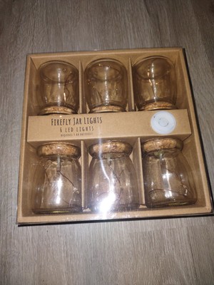 Creative Co-op Firefly Lights 6 LED Jars String Lights Battery Operated -image
