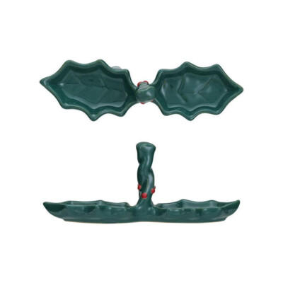 Creative Co-op - Holly Shaped Dish with Two Sections - XS5953-image