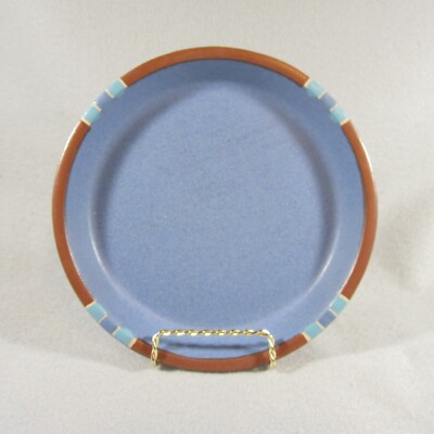 Dansk Mesa Blue Brown Trim Set of 2 Dinner Plates Stoneware Ceramic -  EUC-image