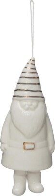 Creative Co-Op Stoneware Gnome Bell Ornament with Gold Electroplating.-image