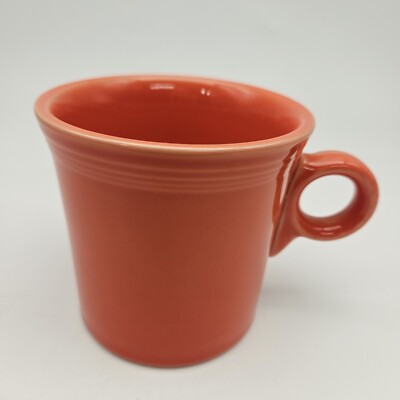 Vintage HLC Fiesta Mug Tom and Jerry Handle Poppy Orange Mid Century Modern-image