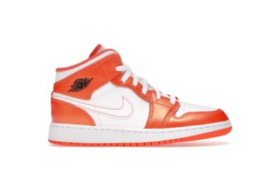 Air Jordan  1 MID SE US 4Y DM4228-800 Orange Metallic White OG Retro-image