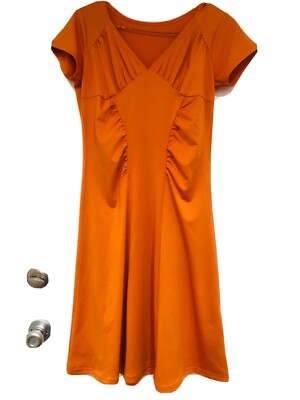 Orange Dress Halloween Size S Gatherd Stretch polyester Women L34