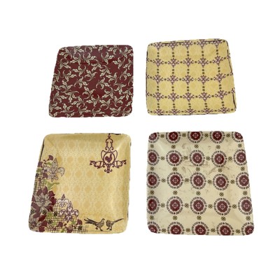 Tim Coffey Creative Co-Op Fleur -de-lis Set of 4 Ceramic Appetizer Plates 4.5”-image