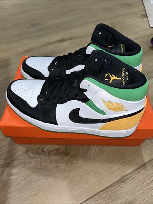 Size 10 - Men's Air Jordan 1 Mid SE Oakland 852542 101 Replacement Box-image