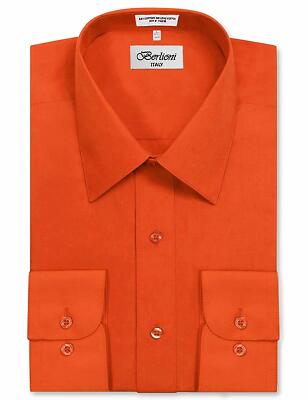 Berlioni Italy Men's Premium Classic French Convertible Cuff Solid Dress Shirt-image