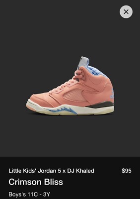 🔥Jordan 5 Retro x DJ Khaled We The Best Crimson Bliss/ PS Size 3Y / W 4.5 NWB ✅-image