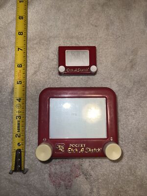 Pocket Etch A Sketch Red Ohio Art Company Drawing Creativity Fun Lot of 2 Micro-image