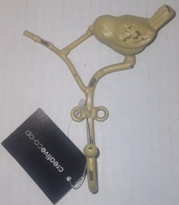 Creative Co-op DE5723 Metal Bird Hook, Yellow-image