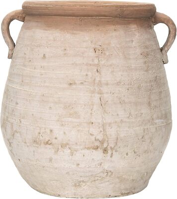 Creative Co-Op Large Orange & Whitewashed Terracotta Urn -image