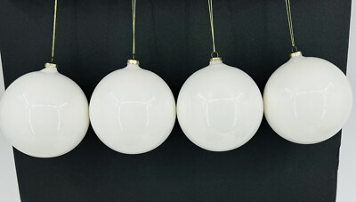 Opal White 5” Christmas Glass Ball Ornament by Sullivan 🎄(Lot of 4)-image