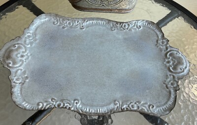 Creative Co-Op Decorative Tin Metal Tray With Distressed Finish Antique Shabby-image