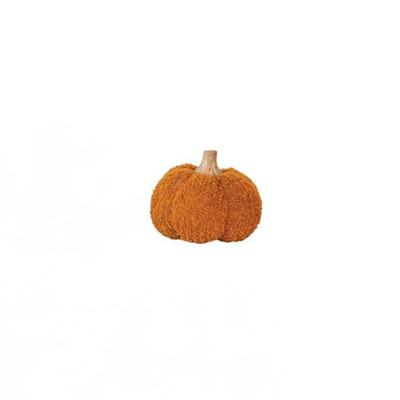 Creative Co-op Orange Cotton Pumpkin w Wood Stem Figurine-image