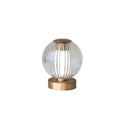 Creative Co-Op Glass and Metal Pleated LED Table Lamp with Touch Sensor, Anti...-image