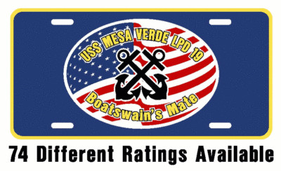 USS MESA VERDE LPD 19 Rating License Plate U S Navy USN Military PO3-image