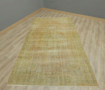 Traditional Orange Vintage Carpet Anatolian Overdyed Handmade Area Rug 6x9 ft -image