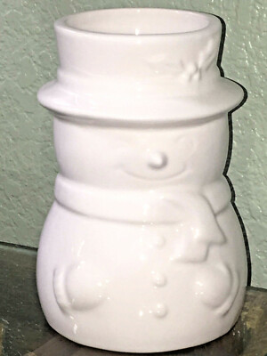 SNOWMAN STONEWARE TUMBLER White CERAMIC VASE Christmas Home Decor CREATIVE CO-OP-image