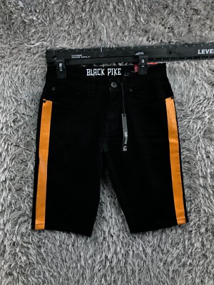 Black Pike Shorts Mens Size 30 Mid Rise Dark Wash Black Orange-image