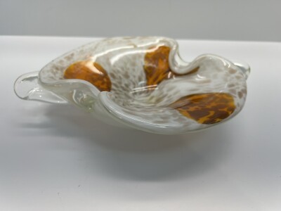 Murano Art Glass Bowl Fratelli Toso Orange Copper Aventurine Cased Mid Century-image