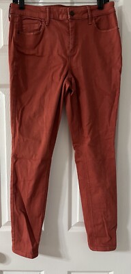 Old Navy Womens Pants 12 Rockstar Orange Mid Rise Cotton Blend Denim Straight-image